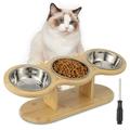 Qweryboo Wooden Elevated Cat Bowls 15Ã‚Â° Tilted Raised Pet Food Bowls Adjustable Cat Dog Bowl Feeding Station with 3 Stainless Steel Bowls for Cats Puppy Small Dogs Feeder