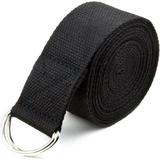 10-Foot Extra-Long Cotton Yoga Strap with Metal D-Ring by Crown Sporting Goods (Black)