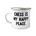 Inspire Chess 12oz Camper Mug Chess is My Happy Place Present For Friends Cool Gifts From Friends Chess set Chess board Chess pieces Staunton chess set Magnetic chess set Travel chess set