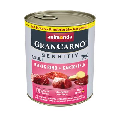 Sparpaket: 24x800g animonda GranCarno Adult Sensitive Reines Rind & Kartoffeln Hundefutter nass