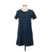 Bobi Casual Dress - Shift: Blue Solid Dresses - Women's Size Medium