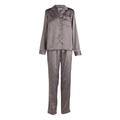 Women's Grey Ivory Steel Satin Geo Pyjama Medium Gingerlilly Sleepwear