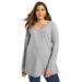 Plus Size Women's Long-Sleeve Swing One + Only Tee by June+Vie in Heather Grey (Size 10/12)