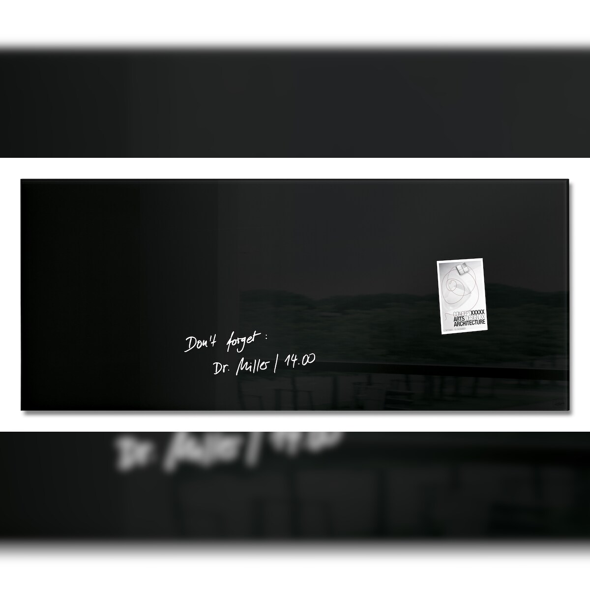 Sigel GL240 Glas-Whiteboard / große Glasmagnettafel Artverum, 55x130 cm, schwarz Image