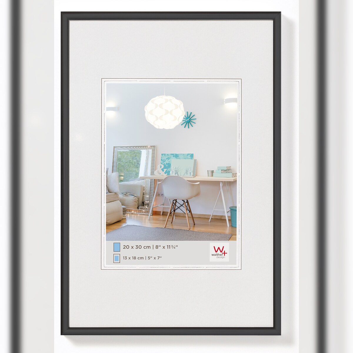 walther + design Lifestyle Kunststoff Bilderrahmen 18x24 cm SCHWARZ Image