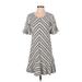 Maeve by Anthropologie Casual Dress - Shift: White Chevron/Herringbone Dresses - Women's Size X-Small