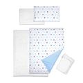 5 Piece Baby Bedding Duvet Pillow with Covers & Jersey Sheet fits 130x80cm Cot Bed (Stars Blue)