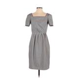 Kay Unger Cocktail Dress - Sheath Square Short sleeves: Gray Dresses - Women's Size 2