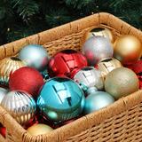 The Holiday Aisle® 24 Pieces 3 Inch Christmas Tree Ball Ornament Hanging Sparkling Baubles Decor Plastic in Red | 12 H x 9 W x 6 D in | Wayfair
