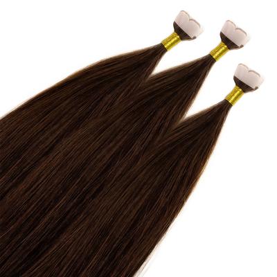 hair2heart Mini Tape Extensions Premium Echthaar #4/77 Mittelbraun Braun-Intensiv 60cm Braun Damen