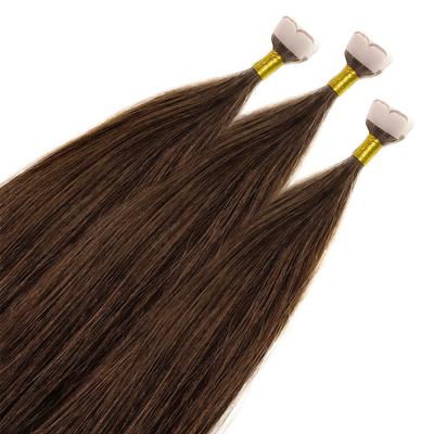 hair2heart - Mini Tape Extensions Premium Echthaar #4/77 Mittelbraun Braun-Intensiv Haarextensions 12 ct Braun Damen