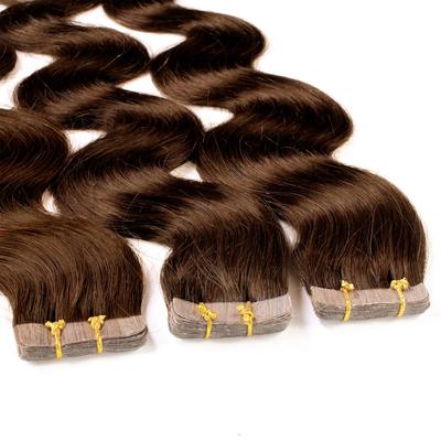 hair2heart - Tape Extensions Echthaar #6/3 Dunkelblond Gold Haarextensions 10 ct Schwarz Damen