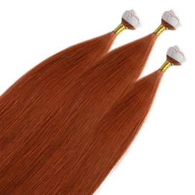 hair2heart Mini Tape Extensions Premium Echthaar #8/43 Hellblond Rot-Gold 60cm Braun Damen