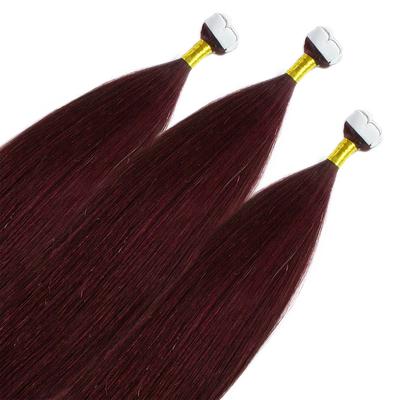 hair2heart - Mini Tape Extensions Premium Echthaar #55/66 Hellbraun Intensiv Violett-Intensiv Haarextensions 12 ct Schwarz Damen