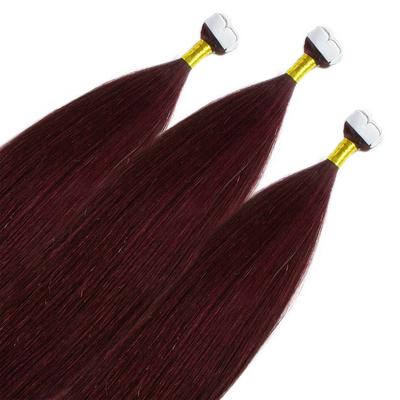 hair2heart Mini Tape Extensions Premium Echthaar #55/66 Hellbraun Intensiv Violett-Intensiv 60cm Schwarz Damen