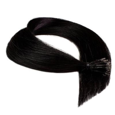 hair2heart Nanoring Extensions Premium Echthaar #2/0 Schwarz 1g 60cm Damen Image