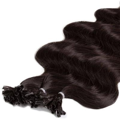 hair2heart Bonding Extensions Premium Echthaar #5/0 Hellbraun 0,8g 40cm Schwarz Damen