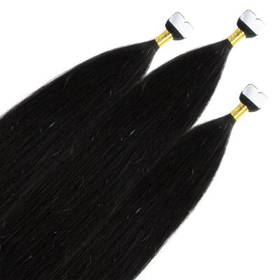 hair2heart - Mini Tape Extensions Premium Echthaar #2/0 Schwarz Haarextensions 12 ct Schwarz Damen