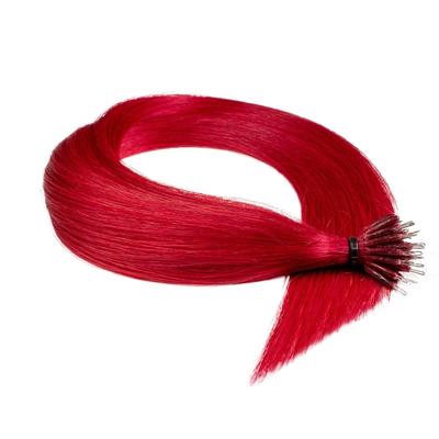 hair2heart - Nanoring Extensions Premium Echthaar #0/44 Rot-Intensiv 0,8g Haarextensions 25 ct Pink Damen