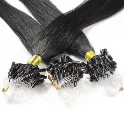 hair2heart - Microring Extensions Echthaar #2/0 Schwarz 1g Haarextensions 25 ct Schwarz Damen