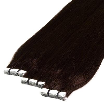 hair2heart Tape Extensions Premium Echthaar #5/0 mittelbraun 40cm Schwarz Damen