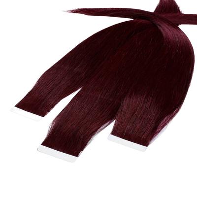 hair2heart Tape Extensions Echthaar #55/66 Hellbraun Intensiv Violett-Intensiv 40cm Schwarz Damen