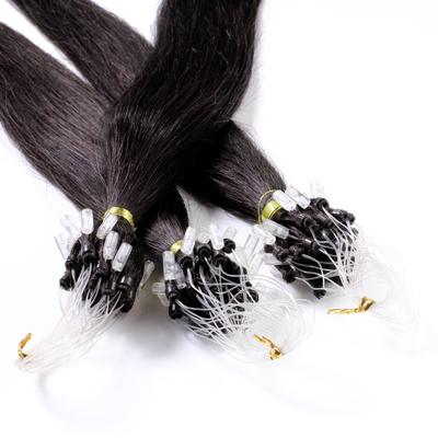 hair2heart - Microring Extensions Echthaar #4/0 Mittelbraun 1g Haarextensions 25 ct Schwarz Damen