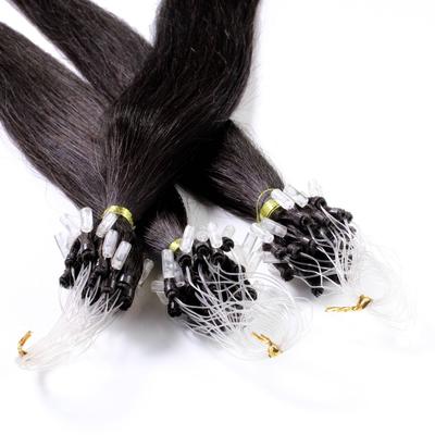 hair2heart Microring Extensions Echthaar #4/0 Mittelbraun 1g 50cm Schwarz Damen