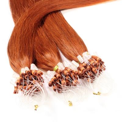 hair2heart Microring Extensions Echthaar #8/43 Hellblond Rot-Gold 1g 60cm Braun Damen