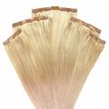 hair2heart - Invisible Clip Extensions Premium Echthaar #9/31 Lichtblond Gold-Asch Haarextensions Hellbraun Damen