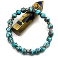 Bracelet en Turquoise Régénéré avec Perles Rondes en Alliage pour Homme et Femme artificiel