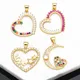 OCESRIO-Pendentif coeur en cristal multicolore pour collier cuivre plaqué or lune bijoux