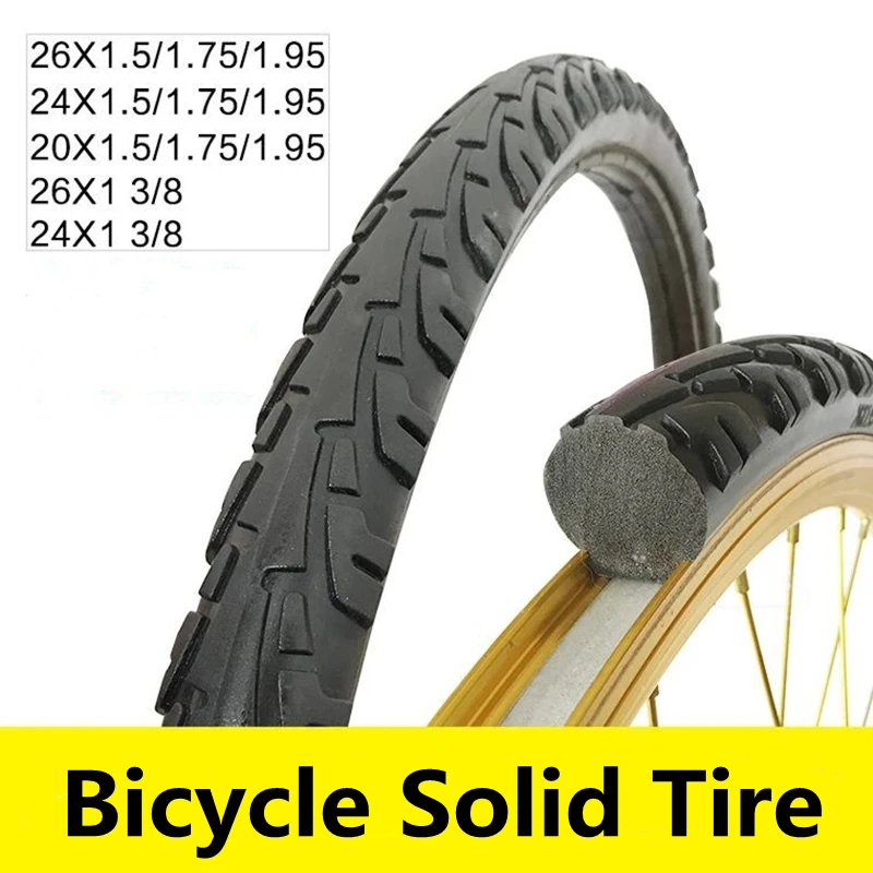 Pneu solide de vélo 20/24/26 pouces x1.50/1.95/1 3/8 pneus solides de vélo 26 pouces pneu vtt Anti-coups de couteau équitation vtt pour pneu de vélo de route