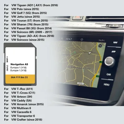Carte SD pour VW Discover Media Navigation AS V19 Map UK Europe Sat Nav 32 Go 2024 Nouveau