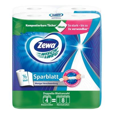 Zewa Küchenrollen (halbe Blätter) »Wisch & Weg SPARBLATT« 2-lagig, 4 Rollen weiß, 26 cm Image