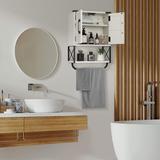 Bathroom Wall Cabinet with 2 Door Adjustable Shelves and Towel Bar