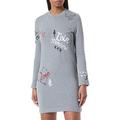 Love Moschino Women's Regular fit Long-Sleeved with Prints and Embroideries Love & Sketches Dress, MEDIUM Melange Gray, 40