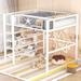 Full Size Metal Loft Bed with 4-Tier Shelves and Storage