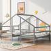 Double Kids Platform Bed Daybed, House Beds with Built-in Table
