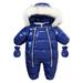 Dezsed Toddler Baby Down Cotton Solid Rompers Newborn Baby Boy Girl Hooded Clothes Snow Suit With Gloves Winter Jumpsuit Thicken Warm Outwear With Zipper 6-24M