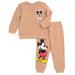 Disney Mickey Mouse Newborn Baby Boys Fleece Sweatshirt and Pants Set Mickey Mouse Brown 6-9 Months