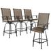 NUU GARDEN Outdoor Patio Swivel Bar Stool Set of 4 Iron Bar Height Bistro Chairs with Armrests All-Weather Textilene Brown