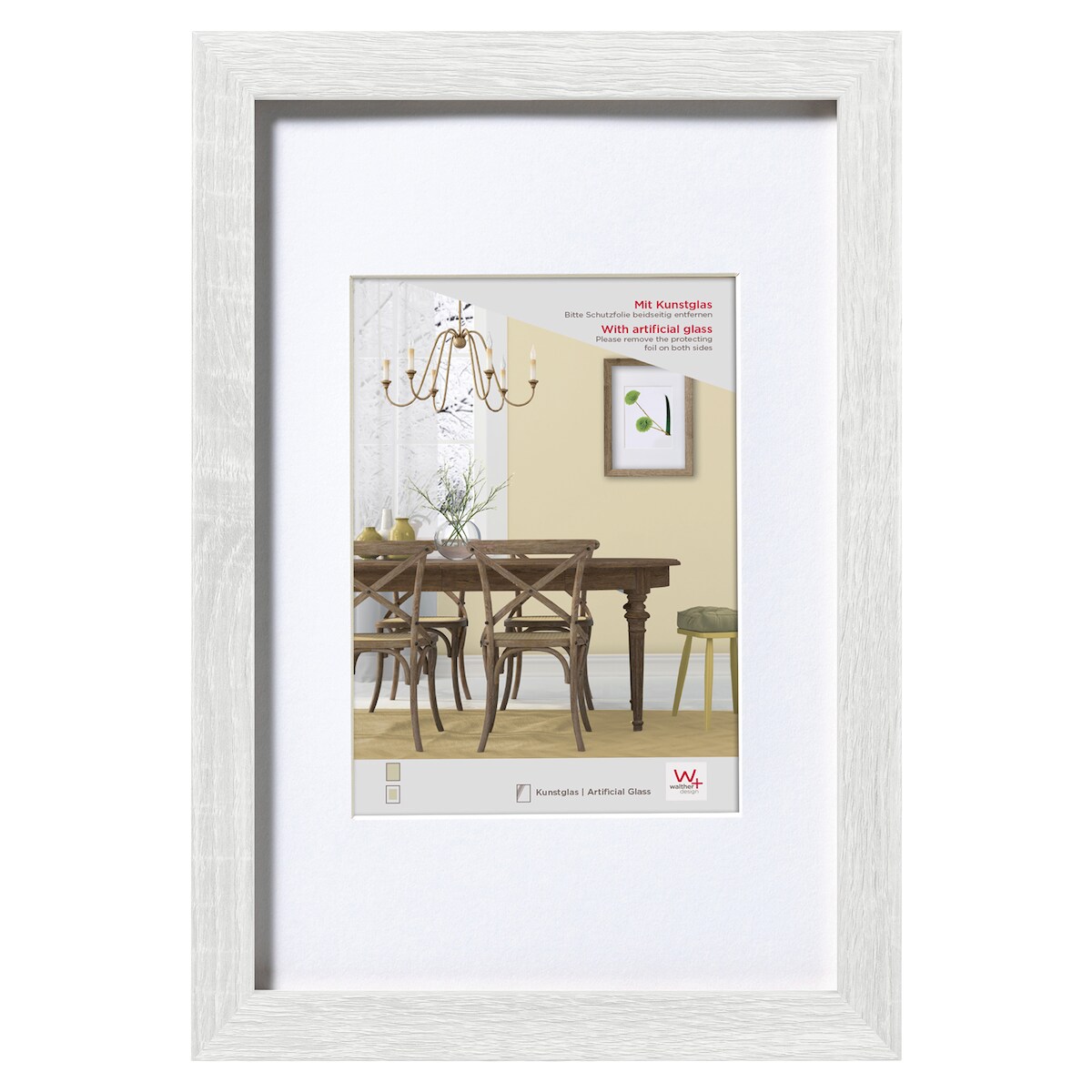 walther + design Fiorito Holz Bilderrahmen Kunstglas, 50x70 cm, weiss Image