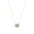 Women's Gold / Blue / White Evil Eye Necklace, Gold Vermeil With Turquoise And Zirconia Baguette Diamonds Seven Saints