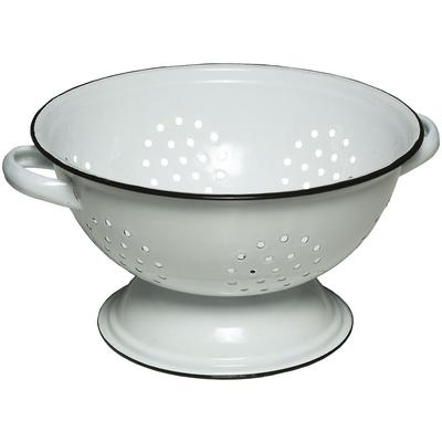 Schüssel AMBIENTE HAUS "Sieb aus Emaille in Antikweiß", weiß, B:27cm H:14cm T:23cm, Schüsseln Image