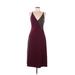 Tome Collective Casual Dress - Midi Plunge Sleeveless: Burgundy Print Dresses - Women's Size 8