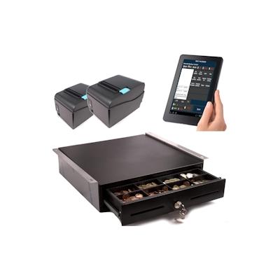 Mobiles Kassensystem für GASTRONOMIE: 7" Bedienerterminal, 2xBondrucker, Geldlade mit Montagehalterung Image