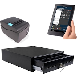 „Mobiles Kassensystem für Gastronomie: Bondrucker, Terminal 10″“, Geldlade“