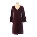 Ann Taylor Casual Dress - Sweater Dress: Burgundy Dresses - Women's Size Small Petite