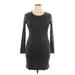 Banana Republic Casual Dress - Bodycon Crew Neck 3/4 sleeves: Gray Leopard Print Dresses - Women's Size 12